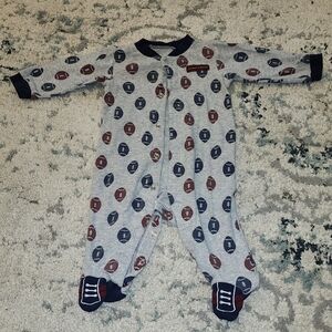 Carter's Gray Football Print One Piece Footie